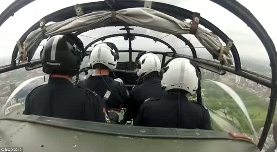 Tight squeeze: Crew aboard the Lancaster bomber