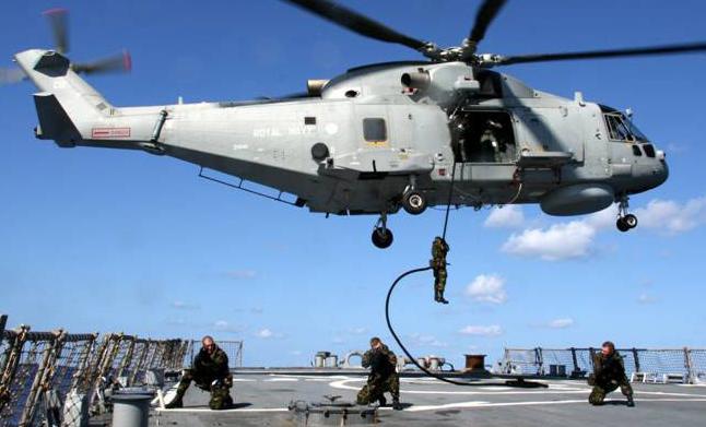 Royal Navy boarding team practicing